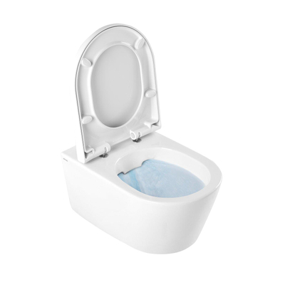 QeramiQ Urby Wandtoilet compact - 48.3x35x33cm - spoelrandloos - met zitting - glans wit