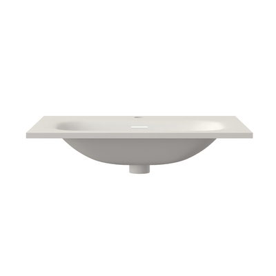 Saniclass Flow Meuble lavabo - 61x46x1.5cm - trop-plein - 1 vasque centrale - 1 trou de robinet - solid surface blanc mat
