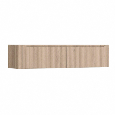 H&R Badmeubelen Juice Wastafelonderkast - 180x45x40cm - linkerhoek afgerond - 3D-front - 2 lades - geïntegreerde greep - rockford oak