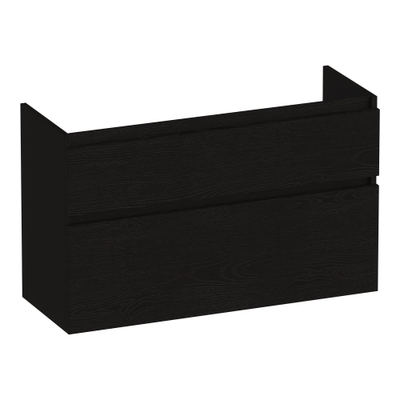 BRAUER Delight wastafelonderkast ondiep - 100x39x60cm - 2 softclose lades - greeploos - 1 sifon uitsparing - Timber Black