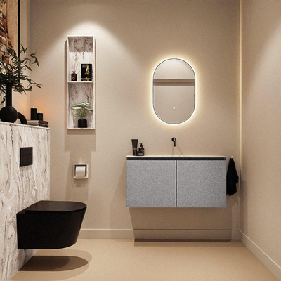 MONDIAZ TURE-DLUX Meuble WC 100 cm Plata. EDEN lavabo Glace position milieu. Sans trou de robinet.