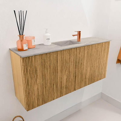 Mondiaz JOYA-DLUX 90cm meuble de toilette - couleur Chêne - Vasque FAYE position Milieu 1 trou de robinet couleur Glace.