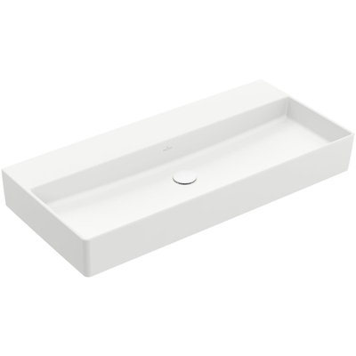 Villeroy & Boch memento 2.0 wastafel - voor handdoekhouders - 100x47cm - zonder overloop - zonder kraangat CeramicPlus - Stone White (mat wit)