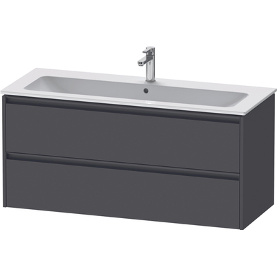 Duravit Ketho 2 meuble sous-lavabo avec 2 tiroirs pour lavabo simple 121x48x55cm avec poignées anthracite graphite mat