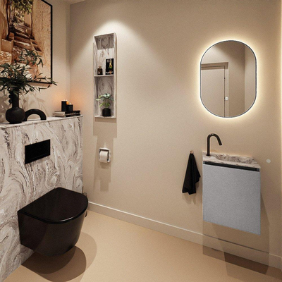 MONDIAZ TURE-DLUX 40cm toiletmeubel Plata. EDEN wastafel Glace positie rechts. Met 1 kraangat.