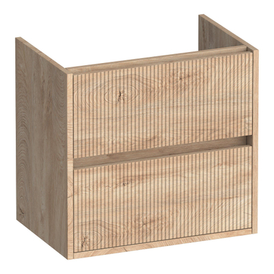 BRAUER Adore Wavy wastafelonderkast ondiep 60 2 softclose lades - greeploos - 1 sifon uitsparing - Forest Wheat