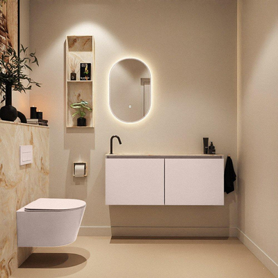 MONDIAZ TURE-DLUX 120cm meuble de WC Rosee. EDEN lavabo Frappe position gauche. Avec 1 trou de robinet.