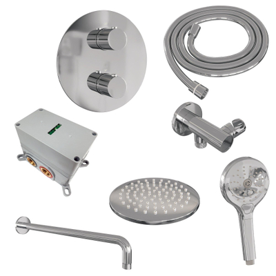 BRAUER Chrome Edition inbouw regendoucheset – Ø20 cm hoofddouche – 39.9 cm gebogen wandarm – ronde handdouche