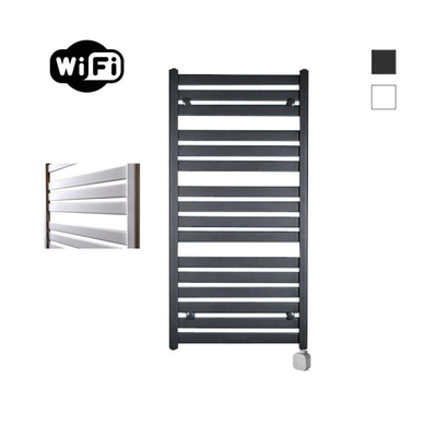 Sanicare HPW - Moda Elektrische Radiator - 120x60cm - 876W - wifi - thermostaat - zilver - rechtsonder - mat zwart