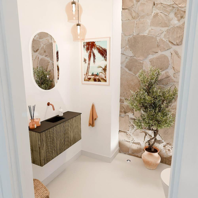 Mondiaz JOYA 80cm meuble de toilette - couleur Dusk - Vasque FAYE position Milieu Sans trou de robinet couleur Urban.