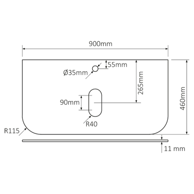Differnz Olle Plans sous vasque - 90x1x46cm - blanc