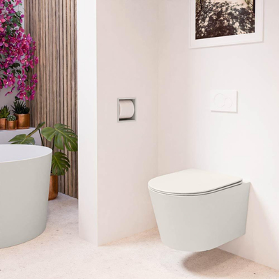Mondiaz LAVIE hangtoilet – spoelrandloos – 36 x 53 cm – met softclose zitting – Linen (offwhite)