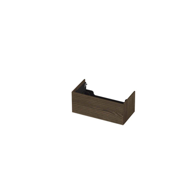 INK Wastafelonderkast - 90x45x37.6cm - 1 lade - push to open - horizontaal gefreesd Eiken - Charcoal