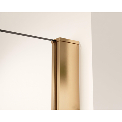 FugaFlow Eccelente Vetro inloopdouche - 120x200cm - helder glas - wandarm - Geborsteld koper PVD (Koper)