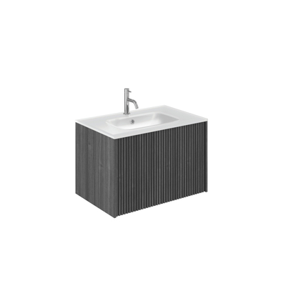 Crosswater Limit Badkamermeubelset - 70x45x45cm - 1 lade - glazen wastafel - steelwood/anthracite (hout)