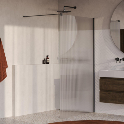 BRAUER Oblivion Inloopdouche - 120x200cm - helder ribbel glas - glascoating - PVD - Geborsteld Gunmetal