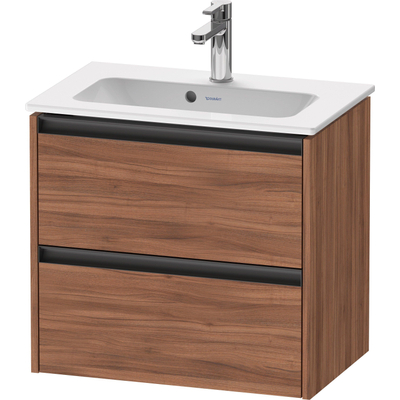 Duravit Ketho.2 Wastafelonderbouwkast - met 2 laden - 61x39x54.9cm - met grepen antraciet - noten mat