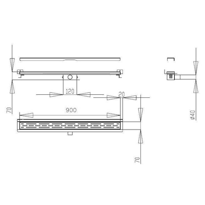 Best Design Nice douchegoot - 7x90cm - met muurflens - RVS