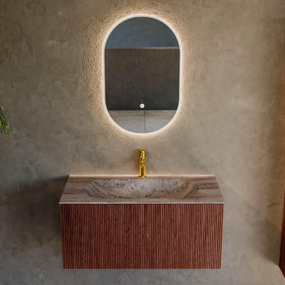 MONDIAZ KURVE-DLUX 90cm badmeubel kleur Ruby met 1 lade en 0 deuren. Wastafel BIG SMALL Midden 1 kraangat Oza.