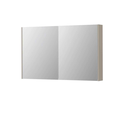 INK SPK2 Armoire de toilette avec miroir - 120x14x74cm - 2 portes - miroir double face - interrupteur et prise de courant - MDF laqué gris cachemire mat