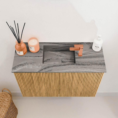 Mondiaz JOYA-DLUX 60cm toiletmeubel - kleur Oak - Wastafel FAYE positie Midden 1 kraangat kleur Sombra.