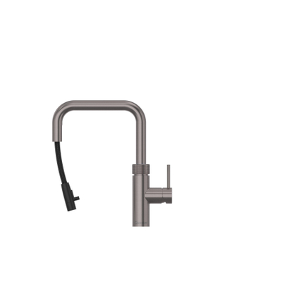 Quooker BE Flex Square kokendwaterkraan - draaibare & uittrekbare uitloop - PRO3 incl. Cube reservoir - Warm / kokend / bruisend / gefilterd water - gunmetal