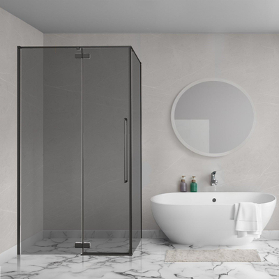 Aqua Vista Oria Cuadra Paroi latérale - 90x200cm - avec kit de montage - pour cabine de douche - verre fumé - noir mat