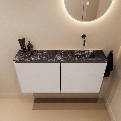 MONDIAZ TURE-DLUX 100cm toiletmeubel Linen. EDEN wastafel Lava positie rechts. Zonder kraangat.