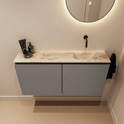 MONDIAZ TURE-DLUX 100cm toiletmeubel Smoke. EDEN wastafel Frappe positie rechts. Zonder kraangat.