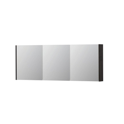 INK SPK1 spiegelkast – 160x60x14 cm – 3 deuren, dubbelzijdige spiegeldeuren – Houtskool eiken