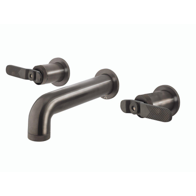 Crosswater Union Wastafelkraan inbouw - inclusief inbouwdeel - 3-gats - wandgemonteerd - geborsteld zwart chroom Hendel - geborsteld black chrome brushed (antraciet)