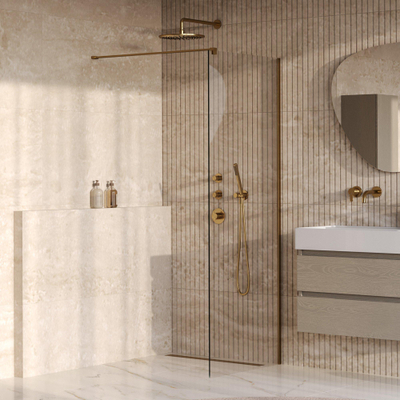 BRAUER Oblivion Douche à l'italienne - 70x200cm - revêtement verre - verre clair - PVD or brossé