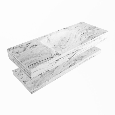 MONDIAZ ALAN - DLUX Badkamermeubelset - 120cm - planchet - Glace - vrijhangende wastafel - wasbak midden - 0 kraangaten - Glace