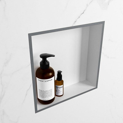 MONDIAZ EASY Nis - 29.5x29.5cm - geschikt voor in- of opbouw - 1 vak - kleur Plata | Talc