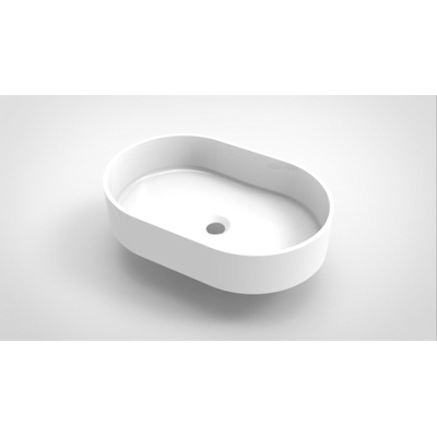 Arcqua Case vasque à poser - 55x36cm - Ovale - Marbre de synthèse Blanc Brillant