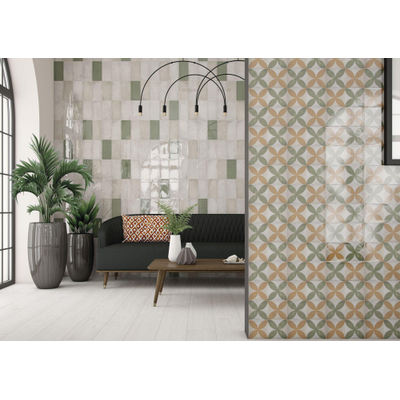 Terravito Halvoro wandtegel - 12.5x25cm - 8.5mm - Rechthoek - Groen Glans