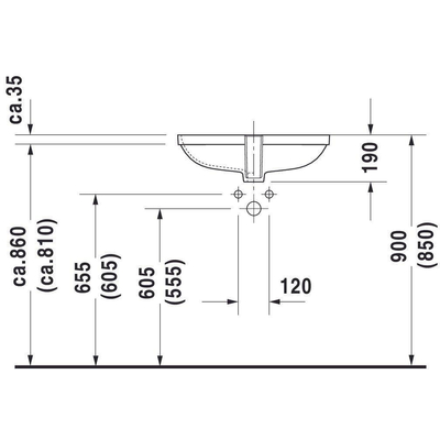 Duravit D Code Vasque encastrable par dessous 56x40cm sans trou pour robinetterie avec trop plein Blanc