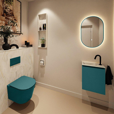 MONDIAZ TURE-DLUX Meuble toilette - 40cm - Smag - EDEN - vasque Ostra - position gauche - 1 trou de robinet