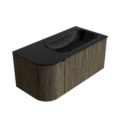 Mondiaz KURVE Ensemble de meuble de salle de bains - 95x46x40cm - 1 tiroir - 1 porte - vasque solid surface - droite - 1 trou de robinet - Shadow