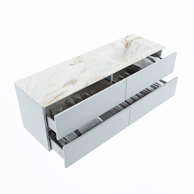 MONDIAZ VICA-DLUX Ensemble meuble de salle de bains - 150cm - meuble bas clay - 4 tiroirs - lavabo encastré cloud à droite - 1 trou de robinet - version haute 60cm - frape