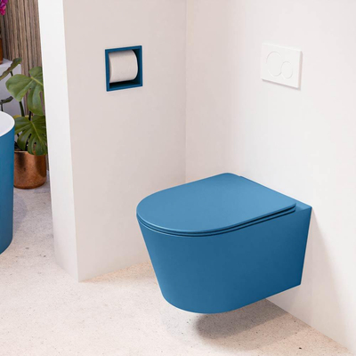 Mondiaz LAVIE hangtoilet – spoelrandloos – 36 x 53 cm – met softclose zitting – Jeans (blauw)
