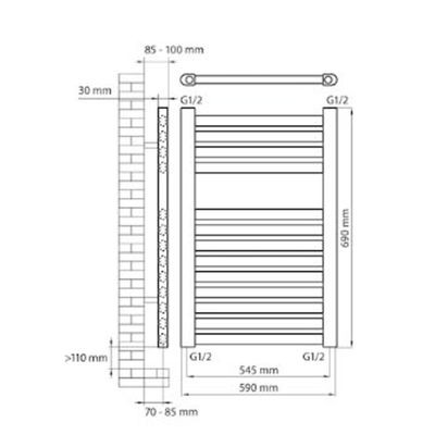 Haceka Adoria Sinai Designradiator - 162.4x59cm - 835watt - wit