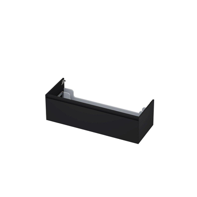 INK Wastafelonderkast - 120x45x35cm - 1 lade - greeploos - MDF lak - Zwart mat