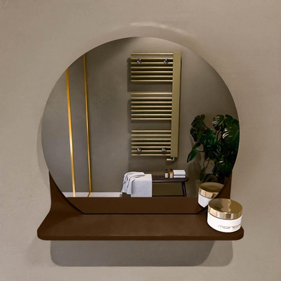Mondiaz SPOT Badkamerspiegel - rond 40cm - spiegelplanchet - kleur Rust