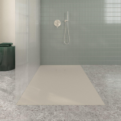 Villeroy & Boch Ecora douchebak - 150x90x3.5cm - afvoer korte zijde - almond (beige)