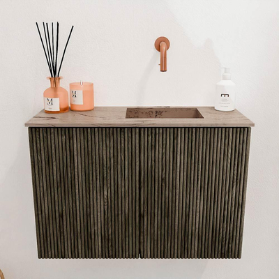 Mondiaz JOYA-DLUX Meuble de toilette 60cm - couleur Shadow - Vasque FAYE position Droite Sans trou de robinet couleur Arena