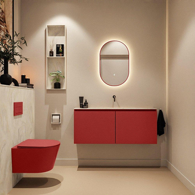 MONDIAZ TURE-DLUX 120cm toiletmeubel Fire. EDEN wastafel Ostra positie midden. Zonder kraangat.