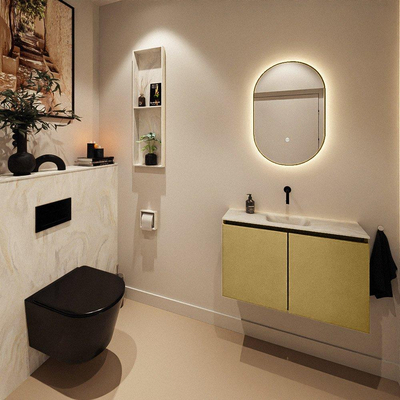 MONDIAZ TURE-DLUX Meuble toilette - 80cm - Oro - EDEN - vasque Ostra - position centrale - sans trou de robinet