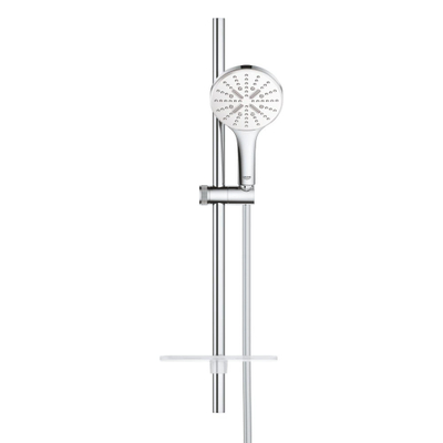 GROHE Rainshower SmartActive 130 Ensemble de douche - 60cm - douchette ronde - 3 types de jet - flexible de douche lisse - avec porte-savon - chrome/blanc lunaire