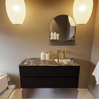 Mondiaz VICA-DLUX ensemble de meuble de salle de bain - 120cm - meuble sous-vasque urban - 2 tiroirs - lavabo encastré cloud droite - sans trous de robinet - miroir modèle spot - version XL 60cm haut - lave